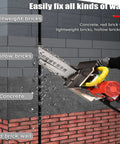 High Torque Electric Concrete Wall Saw Featuring Built Like A Tank Diamond Chain Blade For Fast Grooving Clean Slotting And Smooth Masonry Cutting Projects cutting through various wall materials.