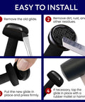 Installation steps for Patio Chair Feet Caps 1.5 Inch Black 32 Pack UV Resistant Plastic Furniture Leg Caps Outdoor Floor Protectors.