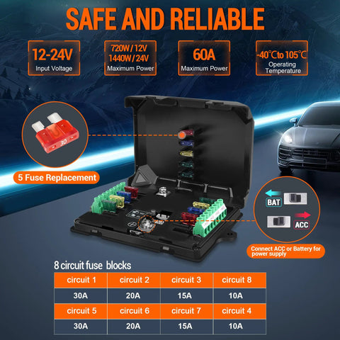 Eight Gang RGB Switch Panel For Cars Trucks Boats Marine ATVs UTVs Universal Circuit Control Relay System with fuses and accessories