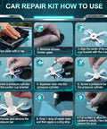 Instructions for Windshield Chip And Crack Repair Kit, 2 Piece Car Glass Repair Set With Nano Fluid, using UV or sun light.