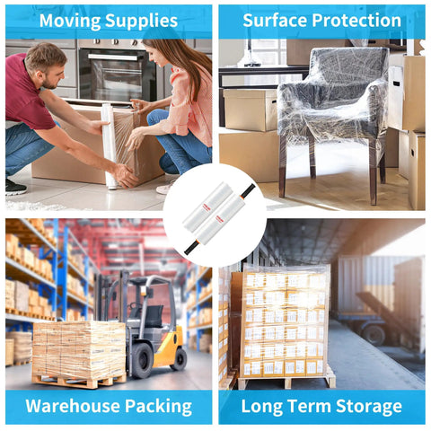 Badass Heavy Duty Stretch Film And Shrink Wrap Roll For Pallet Wrapping 80 Gauge in use for moving and warehouse packing.