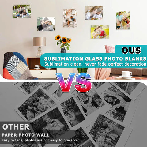 DIY Sublimation Glass Photo Blanks 11.8 Inches By 7.87 Inches Wall Mount Tempered Glass Sign home decor vs paper photo wall