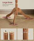 Solid Wood Coat Rack With Ten Hooks Free Standing Hall Tree with wide tri leg base and 2 inch thick pole in caramel brown