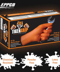Box of Orange 8 Mil Nitrile Disposable Gloves With Textured Grip For Automotive And Industrial Work Latex Free