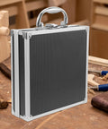 Black Aluminum Alloy Toolbox With Secure Lock And Lightweight Metal Handle Multi Function Parts Organizer Built Tough For The Daily Hustle And Sweet Setup For Quick Loadouts on a workbench.