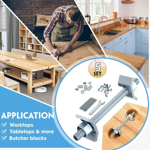 DIY Friendly Countertop Miter Bolt Kit 5 Pack M8x100mm Draw Bolt Connector For Butcher Block Furniture Joints And Table Top Hardware