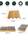 Step Shaped Bamboo K Cup Holder Duo For Your Coffee Station Drawer Or Countertop Organizer Holds 30 Pods Two Piece Set With 3 Tiers For Easy Access And Clutter Free Counter Space Eco Friendly Durable Build showing dimensions and structure