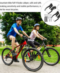 Two Set Bike Brake Kit For Road And Mountain Bikes, Aluminum Calipers, Durable Rubber Pads, Easy Install shown with cyclists
