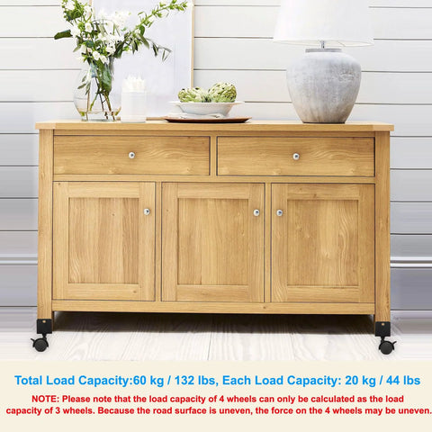 Wooden cabinet with 2 Inch Swivel Caster With Brake For Furniture Legs Four Pack 360 Degree Rotation Quiet Wheel U Bracket 1 Inch Inner Width 50mm Diameter Supports Total Load Up To 132 Lbs With 44 Lbs Per Caster.