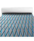 Self-Adhesive EVA Foam Boat Decking, Non-Slip Marine Floor Mat For Boats And RVs, Gray With Blue Lines, Roll Out View