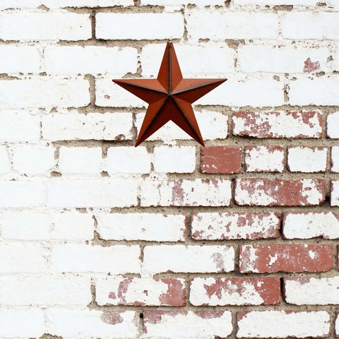 Rustic 3D Metal Barn Star Wall Decor Classic Country Vibe Indoor Outdoor 8 Inch Burgundy All American July Fourth Home Accent