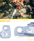 Chain Guide Bar Plate For 445 445E 450 450E Chainsaws, Craftsman 358382000 Compatible Replacement Part 544094001 shown with size measurements