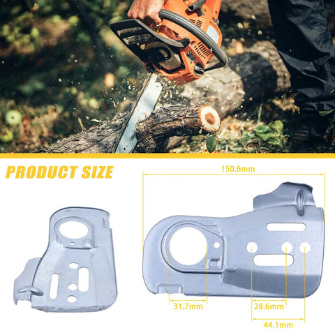 Chain Guide Bar Plate For 445 445E 450 450E Chainsaws, Craftsman 358382000 Compatible Replacement Part 544094001 shown with size measurements