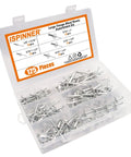 125 Piece Large Flange Aluminum Blind Rivet Set With Pop Rivets Assortment Kit For DIY Ready Heavy Duty Projects, Corrosion Resistant, Extra Thick Shaft For Strong Secure Hold, Silver in clear storage box