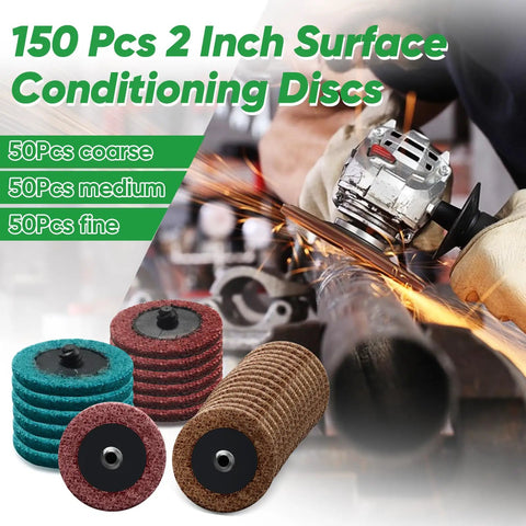 Two Inch Quick Change Surface Conditioning Discs Set Of 150 Pieces Medium Grit Aluminum Oxide For Die Grinders