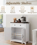 Farmhouse Style Sideboard Buffet Cabinet With Storage And Adjustable Shelf And Barn Door For Kitchen Dining Room Bathroom Entryway White With Ample Drawer And Two Door Cabinet To Organize Coffee Beans Spices And Everyday Essentials For Busy Kitchens