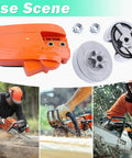 Chainsaw Chain Brake Assembly And Three Eighths Inch Six Tooth Sprocket Clutch Drum Kit For 235 236 240 235E 240E 236E Chainsaws Replacement Clutch Side Cover Professional Grade Durable Easy Install Parts Kit with orange cover and metal components in use scenes