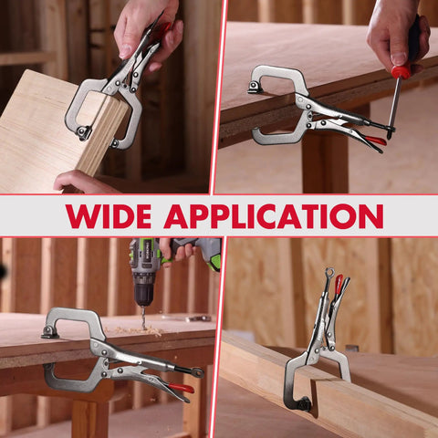 Six Inch C Clamp Locking Pliers With Swivel Pads For Welding And Woodworking Through Hole Adjustment And One Handed Release Trigger Boss Grade Heavy Duty Clamp Tool For Metalworking And Woodworking used on plywood and boards