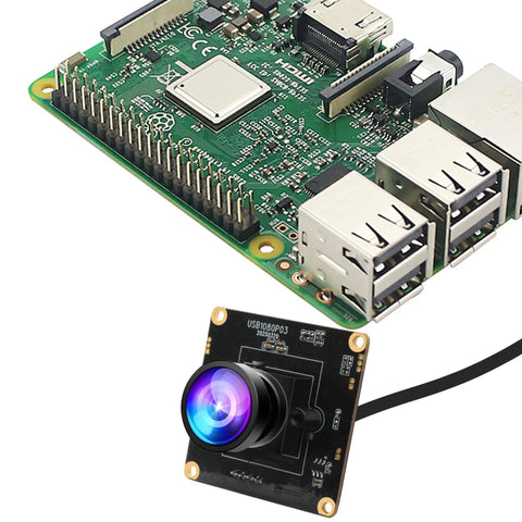 Low Light USB Camera Module With Starvis 0.0001 Lux, 1080P H.264 Web Cam connected to Raspberry Pi for wide-angle streaming