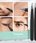 Two Pack Eyebrow Tweezers Set Dope Slant And Point Tip Stainless Steel Pro Grade Precision Tweezers for hair removal on face