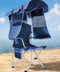 Beach Chair With Canopy Shade Foldable Camping Chair With Cup Holder And Side Pocket For Beach And Camp Tailgating And Fishing