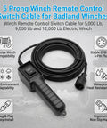 Premium 5 Pin Winch Remote Control Switch Cable For Badland Electric Winches 5000 Lb 9000 Lb And 12000 Lb Series Models with ergonomic handle.