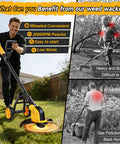 4-In-1 Cordless Weed Wacker With Wheel No Cords Needed 12-Inch Cutting 20000 RPM Brushless Electric Weed Eater in use on lawn