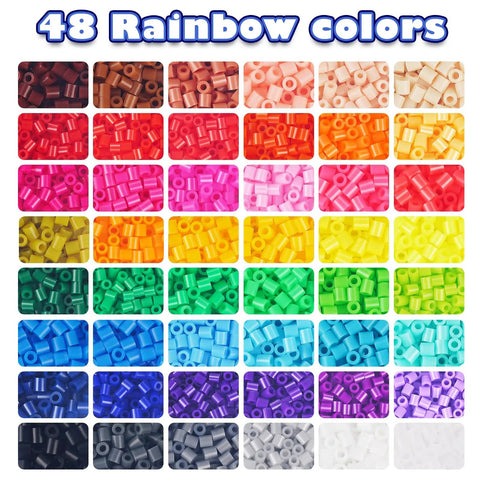 Fuse Beads Kit 31000 5mm With 48 Colors All In One Craft Set for Kids and Adults displaying 48 vibrant bead colors