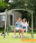 Upgraded Wooden Patio Swing Bench With Adjustable Chains For Outdoor Lounging And Hangout, Heavy Duty 880 Lb Capacity, 5 Ft Green Swing Chair