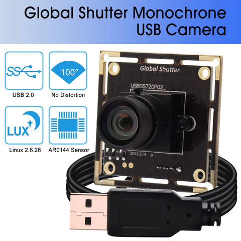 Global Shutter USB Camera Module 720P 60fps High Speed USB Camera Board with wide angle M12 lens and USB cable