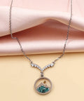 Faith Boost Mustard Seed Pendant Necklace For Women With V Shaped Stainless Steel Design And Cubic Zirconia Accents