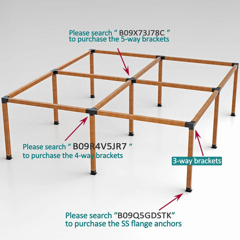 Four Pack Stainless Steel Three Way Right Angle Pergola Corner Brackets With Screws For Heavy Duty DIY Four By Four Posts And Three And A Half Inch Wood Beams Outdoor Gazebo Kit