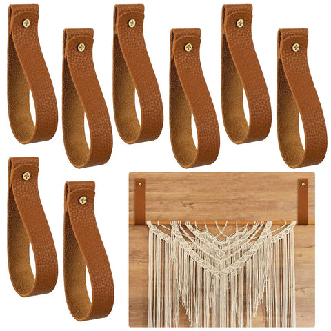 8 Piece Hella Durable Premium Leather Wall Hooks With Solid Brass Screws For Heavy Duty Curtain Hanging And Super Slick Bathroom Storage Essentials