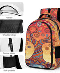 Dope Swirl Tree Moon Print Unisex Backpack with large capacity, durable polyester, handle, shoulder strap, zipper details