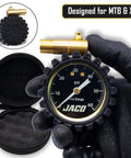 MBX 60 PSI Presta Tire Pressure Gauge for Bikes, Built for MTB and XC, Go To Portable with Shock Resistant Cover, ANSI B40.1 Calibrated for 1.5 Percent Accuracy, Trail Ready Gauge for Precise Mountain Bike Inflation, black 60 PSI dial gauge with case
