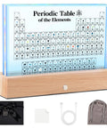 Periodic Table Display With Real Elements Inside, Upgraded Cordless Rechargeable Acrylic Table With 7 Color LED Lights