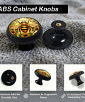 Boho Bee Pattern Cabinet Knobs 4 Pack With Stained Glass Sunflower Mosaic Kitchen And Bathroom Decor on textured surface