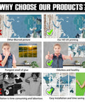 Game Changing Soundproof Wall Art Panels Hella Effective Acoustic Padding For Recording Studio Office Or Home Decor Eight Pack 48 By 32 Inches Noise Absorbing Tiles comparison image showing high-quality printing and easy installation process.