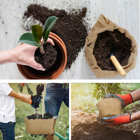 Planting with Natural Burlap Roll 60 Inch By 100 Feet Garden Weed Barrier Fabric in garden and potted plant activities