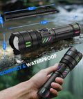 Beast Mode Rechargeable LED Flashlight 100000 Lumens Ultra Long Range 5000 Feet USB C Three Modes, waterproof detail view