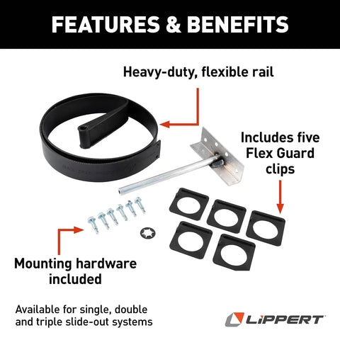 Tough As Nails RV Slide Out Floor Protector Plate with heavy-duty flexible rail and mounting hardware for travel trailers.