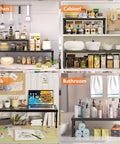 Hella Adjustable And Stackable Kitchen Cabinet Organizer, Pretty Darn Solid Metal Pantry Shelf, used for kitchen and bathroom storage.