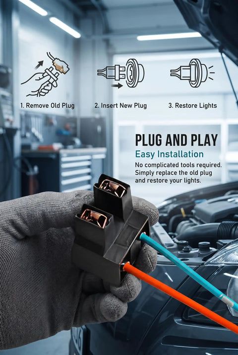 Two Pack H7 Headlight Wiring Harness With Female Wire Connector Pigtail Kit, easy installation with copper terminals.