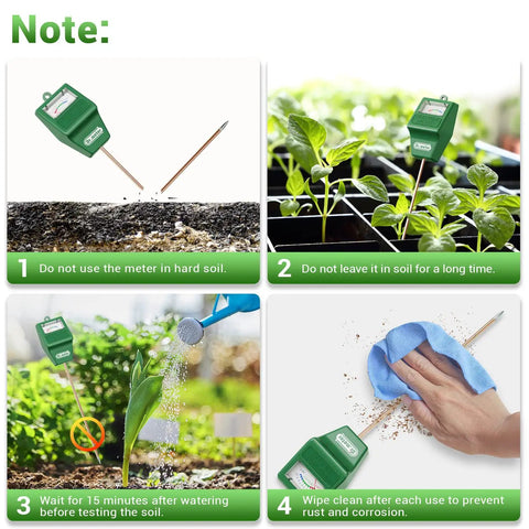 Instructions for using All In One Soil Moisture Meter For Plants With Long Probe Hygrometer Sensor For Indoor Outdoor Gardens