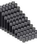 66 Piece Half Inch Black Metal Pipe Nipples Set With 11 Size Assortment, Six Each, arranged in a triangular formation