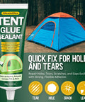 Flexible Tent Repair Glue Seam Sealer Waterproof Sealant For Tents And Outdoor Gear with tube and pitched tent 60ml.