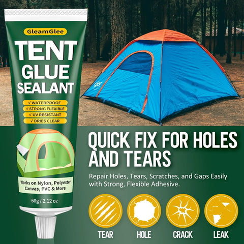 Flexible Tent Repair Glue Seam Sealer Waterproof Sealant For Tents And Outdoor Gear with tube and pitched tent 60ml.