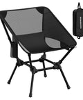 Portable Camping Chair With 330 Pounds Capacity Lightweight Backpacking Chair Adjustable Height Steel Frame Black