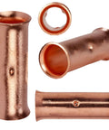 0 Gauge Bare Copper Butt Splice Connectors Kit, 12-Piece Non-Insulated Seamless Barrel Crimp Terminals For Solid Or Stranded Wire, 1/0 AWG, Heavy Duty 600V Rating, Crimp Or Solder Ready close-up