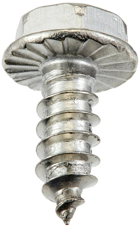 18 8 Stainless Steel Sheet Metal Screw With Serrated Hex Washer Head And Hex Drive Type AB Point Ten To Sixteen Thread Size One Half Inch Length No Frills Plain Finish Pack Of Twenty Five